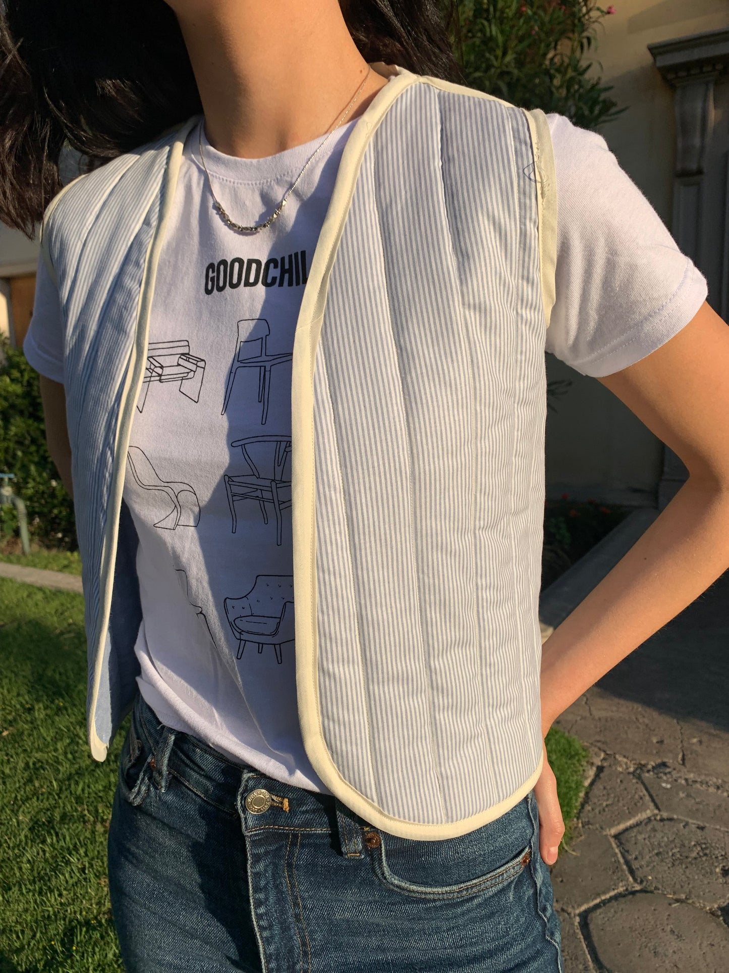 Chaqueta sin mangas acolchada - Celeste
