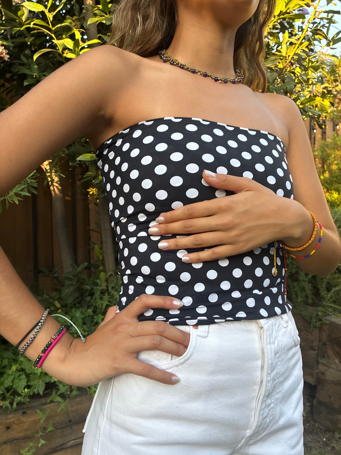 Strapless polka dots negro