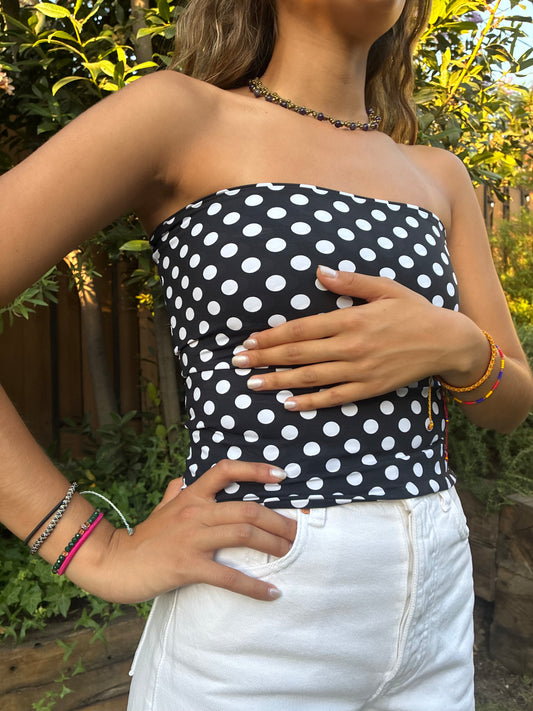Strapless polka dots negro