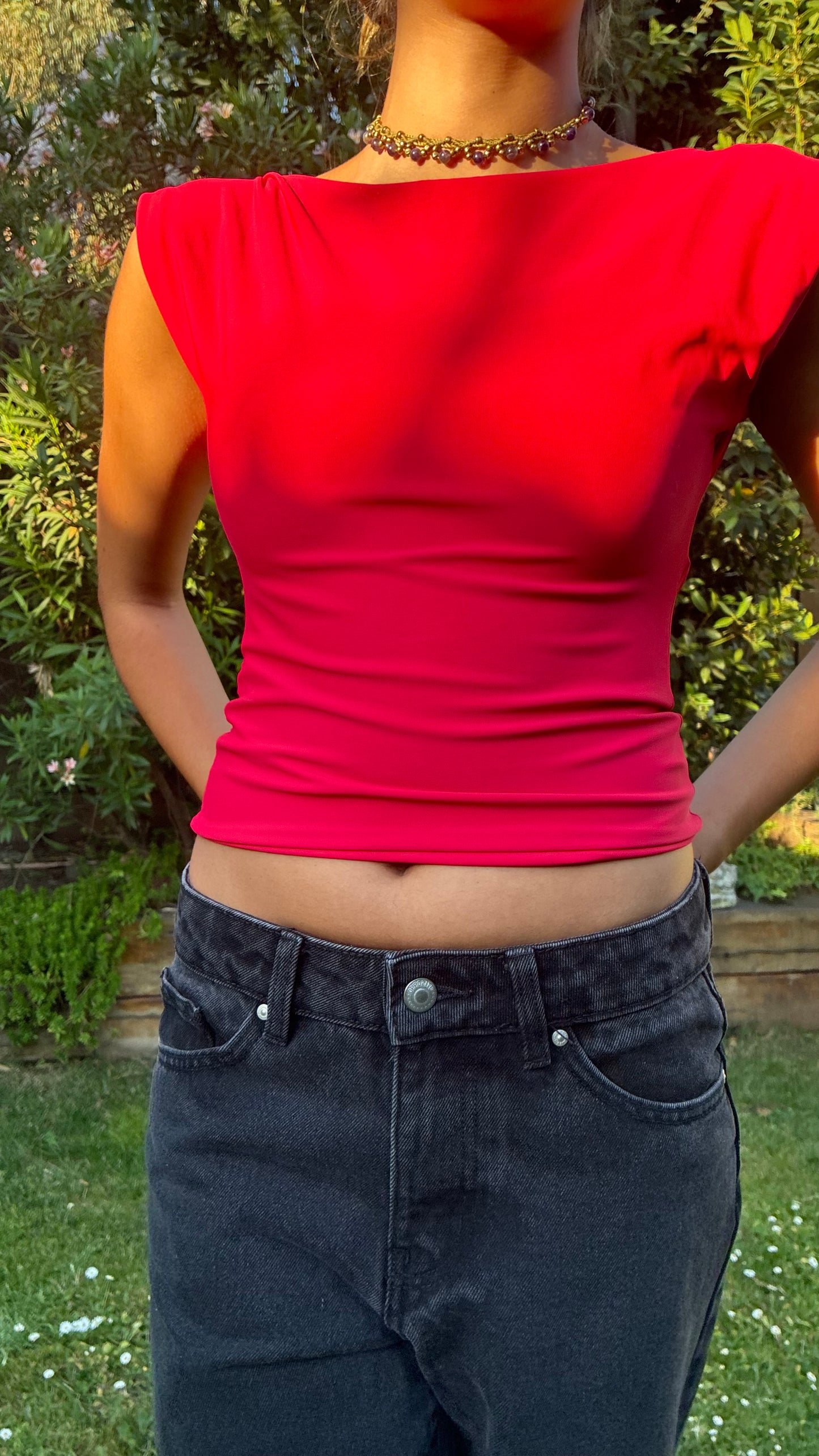 Top espalda abierta rojo