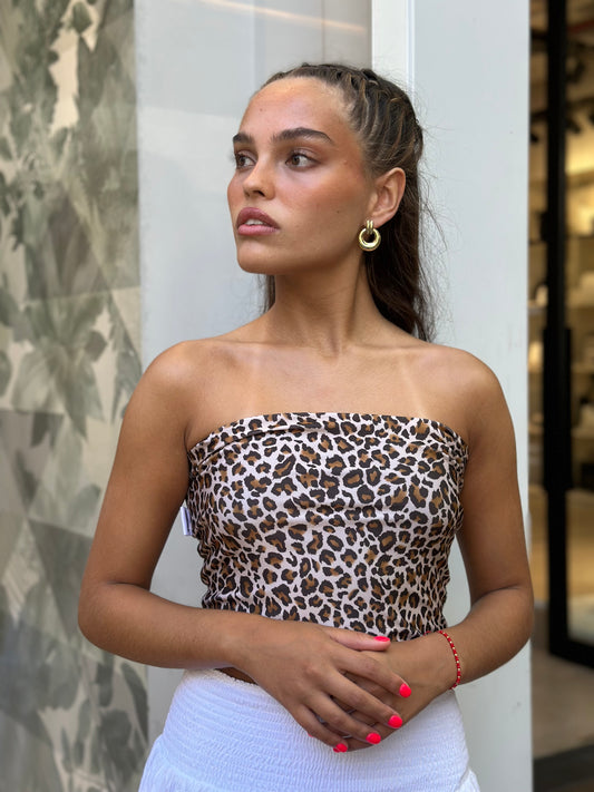 Top strapless reversible negro-cheeta