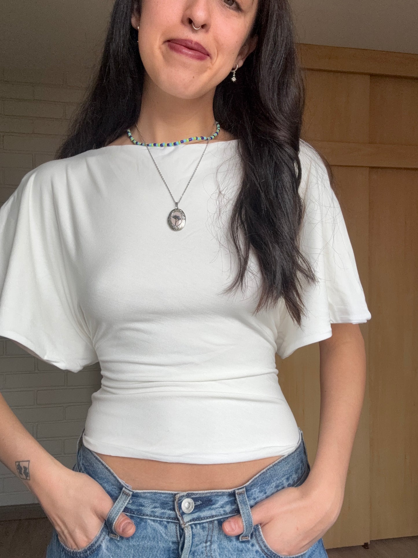 Top amarras blanco