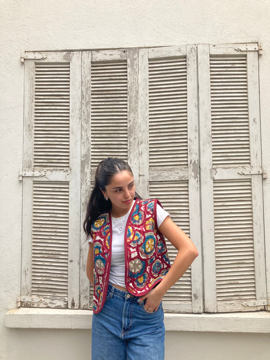 Chaqueta sin mangas acolchada - burdeo
